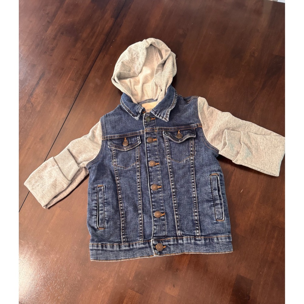 Tucker + Tate Kids Denim Jacket with Gray Jersey Hood and Sleeves Blue Size 7